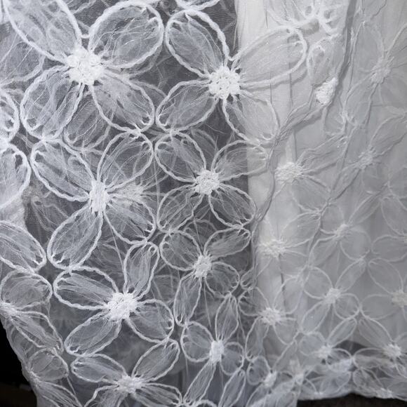 Elegant Lulus Babydoll Midi Ivory Tulle Dress Floral NEW w/Tag Size Large - Picture 5 of 8